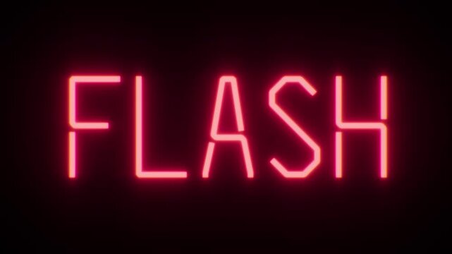 Neon sign text animation Flash Sale glowing red green blue &mdash; e-commerce limited time impulse buy promotion intro 16:9