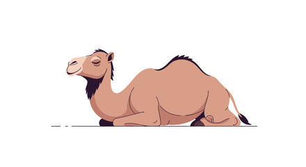 Cartoon Camel Resting Lying Down Isolated White Background © A.CHOMSIN