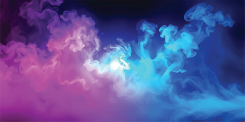 Fototapeta premium Abstract colorful smoke or fog with neon blue and pink lighting abstract colorful background ethereal gradient atmosphere darkness decoration electric illuminated marbling performance