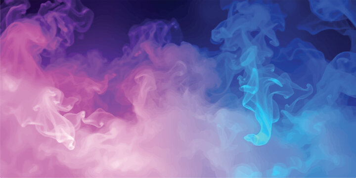 Abstract colorful smoke or fog in neon pink and blue light with abstract colorful background ethereal gradient atmosphere darkness decoration electric illuminated marbling performance