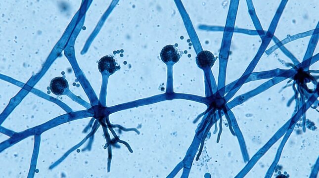 Rhizopus Microsporus Var Rhizopodiformis Short Sporangiophore. Rhizopus microsporus var rhizopodiformis with very short sporangiophores arising from rhizoids in lactophenol blue culture.