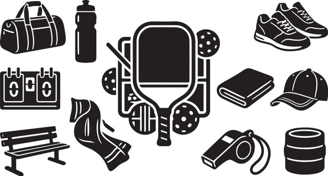 Sports Equipment and Accessories Icon Set Collection