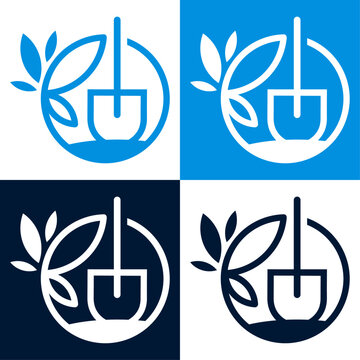 logo paysagiste jardinier pelle plante feuilles