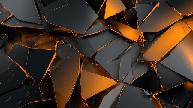Abstract Background Featuring Sharp Geometric Shards with Warm Golden Lighting.