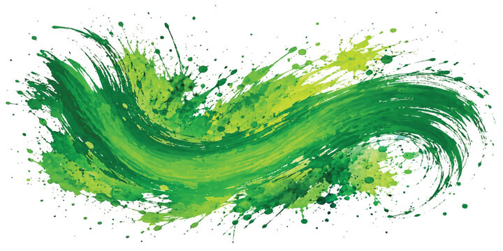 Green Watercolor Brush Stroke Background with Dynamic Paint Splash Effect and Artistic Abstract Design