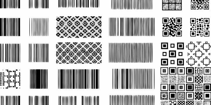 Collection of barcodes and qr codes vector illustration on white background