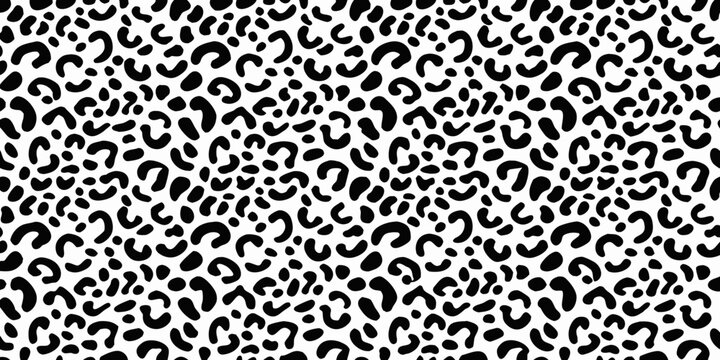 Abstract leopard print pattern black and white seamless design