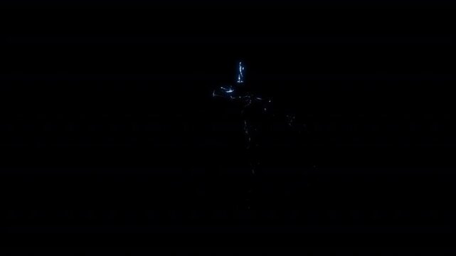 Blue energy particles, magical style, electric light beams.Lines and lightning bolts form patterns, explosion effects transparent background.Glowing shockwave particle. Alpha channel. Overlay template