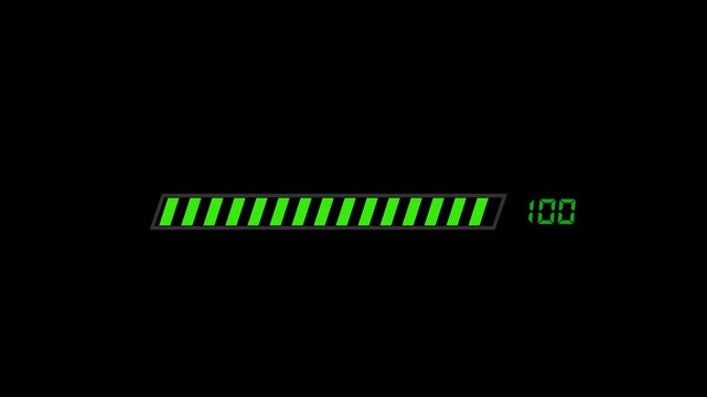 Green and gray progress bar at 75 percent on black background