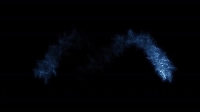 Blue energy flames collide. Magical-style digital shockwave, an explosive shockwave effect, explosion effects on a transparent background. Glowing shockwave particles. Alpha channel. Overlay template.