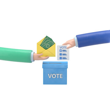 3D hand putting voting paper in ballot box.Elections, voting, going to vote, citizen participation in voting concept.Supports PNG files with transparent backgrounds.
