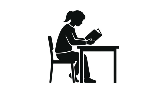 Student sitting at a desk while reading a book captures the essence of dedicated academic study and the pursuit of lifelong learning.