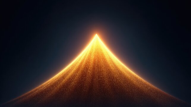 Abstract luminous conical shape glowing with warm golden light against a dark backdrop creating a mystical and enchanting atmosphere for artistic expression