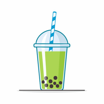 Green Bubble Tea with Tapioca Pearls