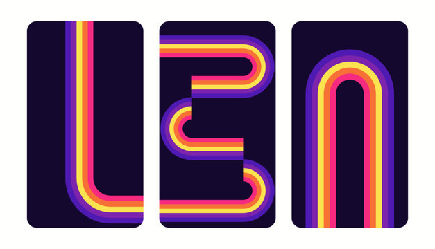 Retro wave pattern with abstract letter shapes vibrant colors