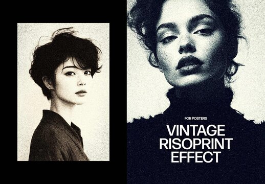 Vintage Photo Effect &ndash; Risoprint for Poster & Social Media (PSD)
