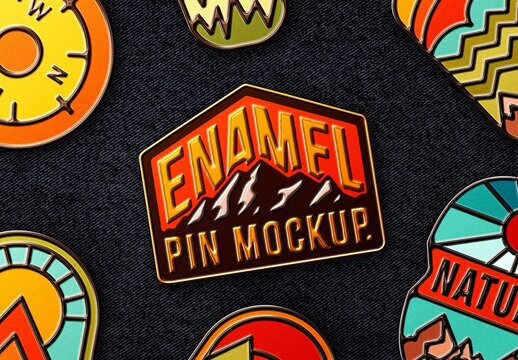 Enamel Pin Logo Mockup &ndash; Apparel Branding Presentation (PSD)