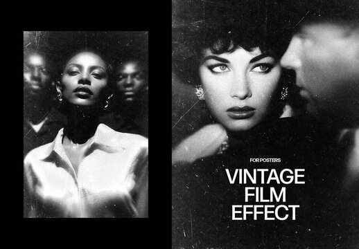 Vintage Film Photo Effect &ndash; Monochrome for Poster & Social Media (PSD)