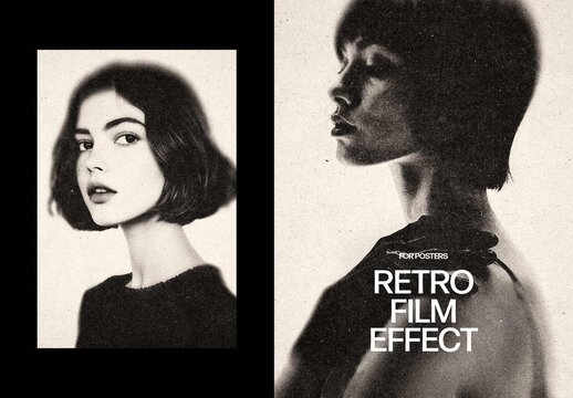 Retro Film Photo Effect &ndash; Monochrome for Poster & Social Media (PSD)
