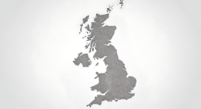 United kingdom map illustration in grey with soft lighting on white background