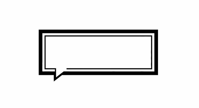 Black and white speech bubble icon.