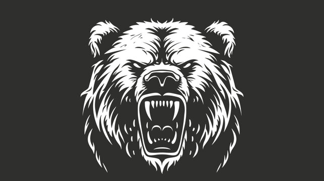 Intense bear head graphic illustration with aggressive expression