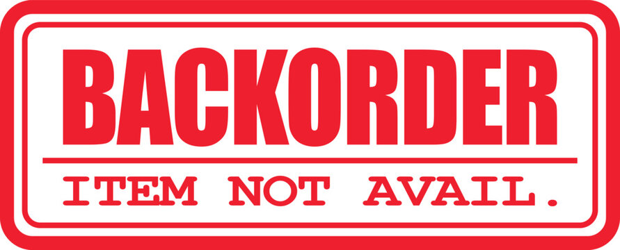 A red backorder stamp displays on a white background with the words Item Not Avail.