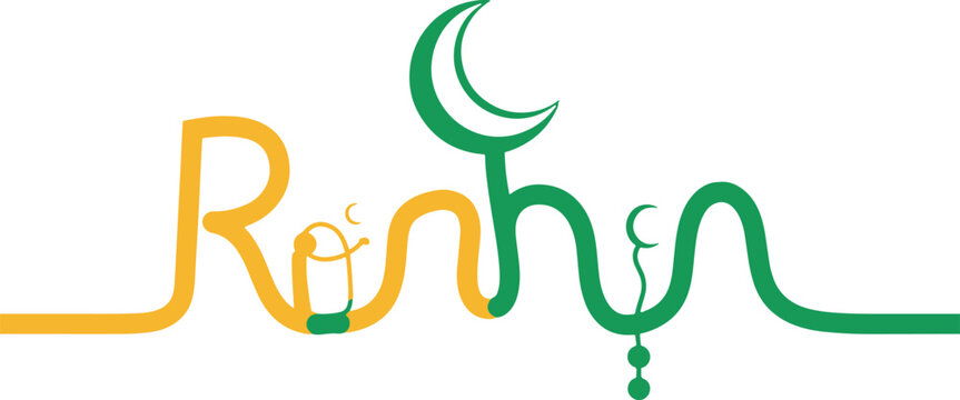 Ramadan Kareem Calligraphy: Artistic calligraphy wishing Ramadan Kareem features a stylized crescent moon and star, intertwined with elegant Arabic script, symbolizing blessings and the holy month.