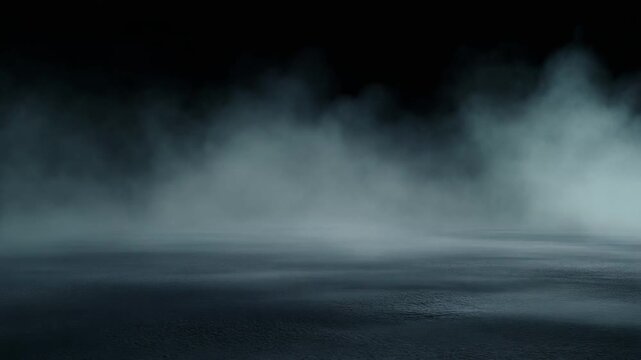 Foggy Dark Ground with Mysterious Smoke and Dramatic Light Beams