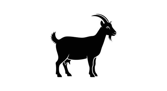 Minimalist Halftone Goat Head and Tail Profile Silhouette
