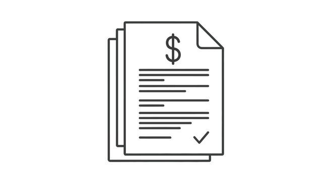 Financial documents and bill invoices with dollar sign halftone icon