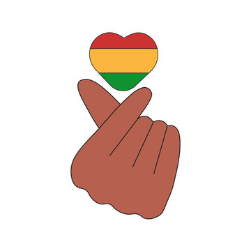 Happy Juneteenth Freedom day art. Vector hand with Juneteenth heart symbol. Perfect for greeting poster logo icon design. Editable stroke EPS 10