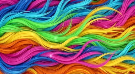 Obraz premium Vibrant colorful wavy strands background perfect for design elements and concepts