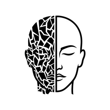 Split face with cracked brain.