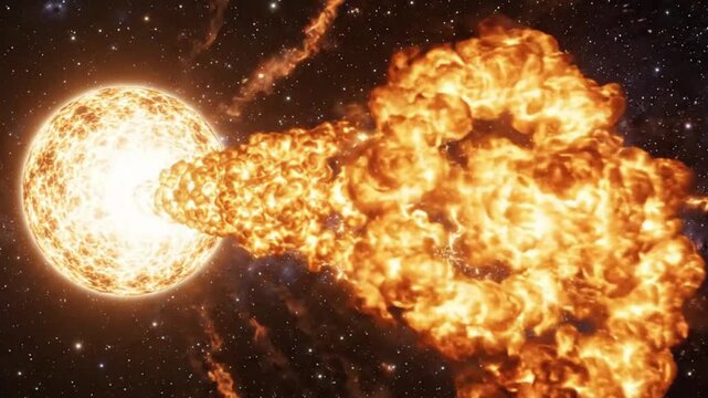Massive Sun Explosion, Solar Flare Erupting In Space, Cosmic Event