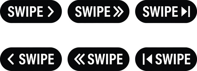 Collection of swipe buttons with directional arrows on a white background for user interface design © Shipu