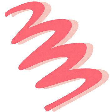 Pink abstract zigzag scribble stroke with soft shadow effect on background