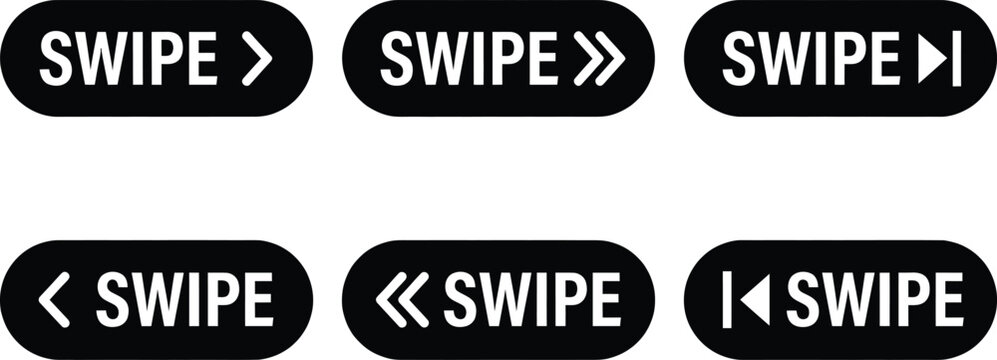 Collection of swipe buttons with directional arrows on a white background for user interface design