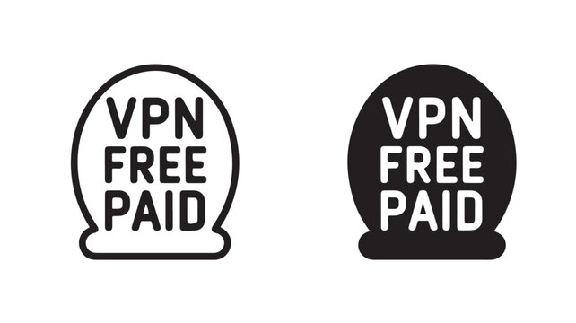 VPN service labels in black and white color for software marketing