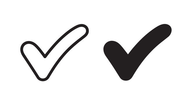Checkmarks in black and white on white background in simple line style for business presentation