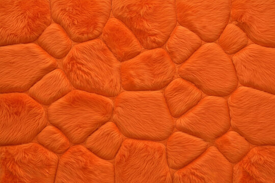 Abstract soft orange fur texture shaped like irregular paving stones or cell structure