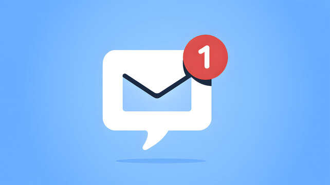 A notification icon with a red alert badge on a blue background