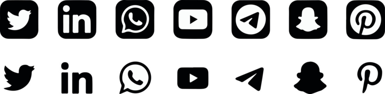 social icons set popular platform logos