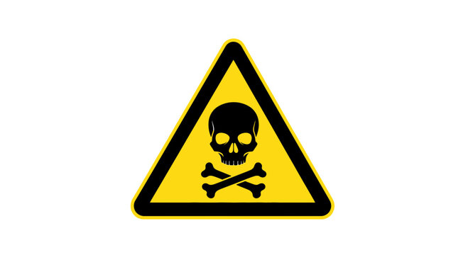 Skull and Crossbones Warning Hazard Symbol on Yellow Triangle