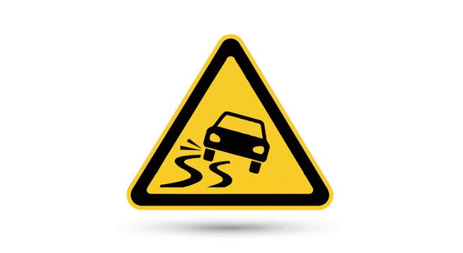 Slippery Road Warning Sign Icon