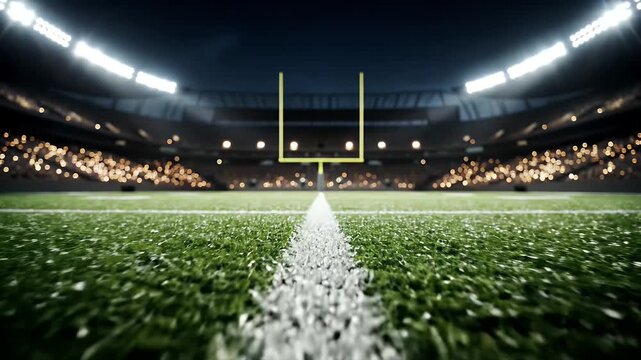 American football stadium with goalposts at night for upcoming World Cup 2026 events