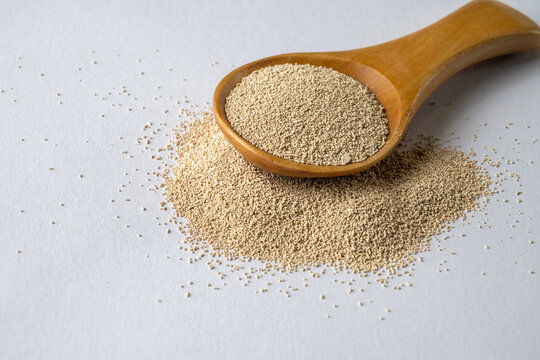 Dry Baking Yeast On Wooden Spoon