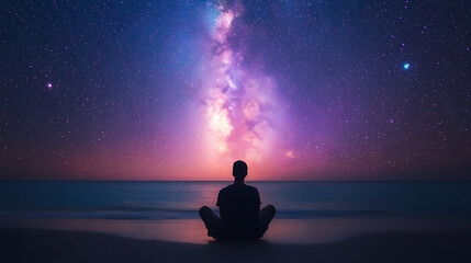 Obraz premium Peaceful Meditation Under a Cosmic Sky