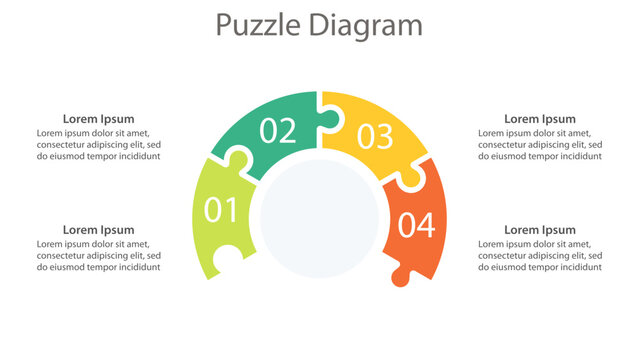 Four Step Puzzle Diagram Infographic Template