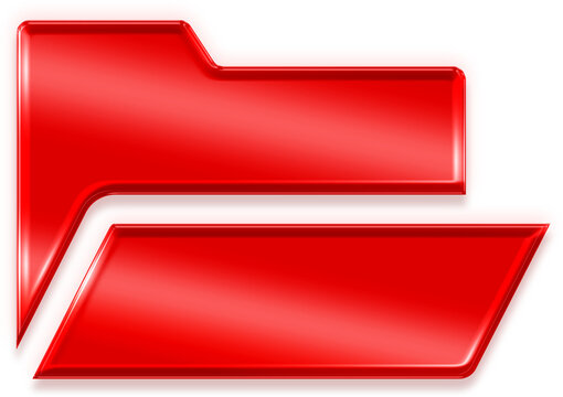 Glossy red folder symbol with chrome finish